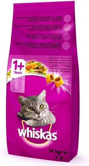 

Whiskas Сухой корм для кошек вкусные подушечки с тунцом 14кг