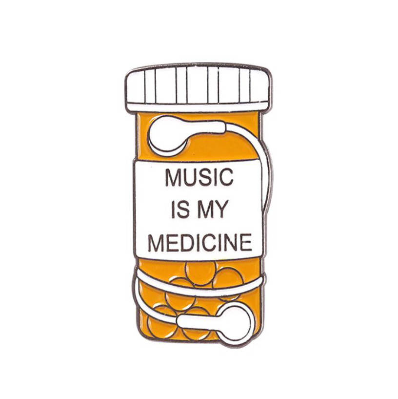 

"Таблетки Музыка мое лекарство Music is my medicine" значок (пин) металлический