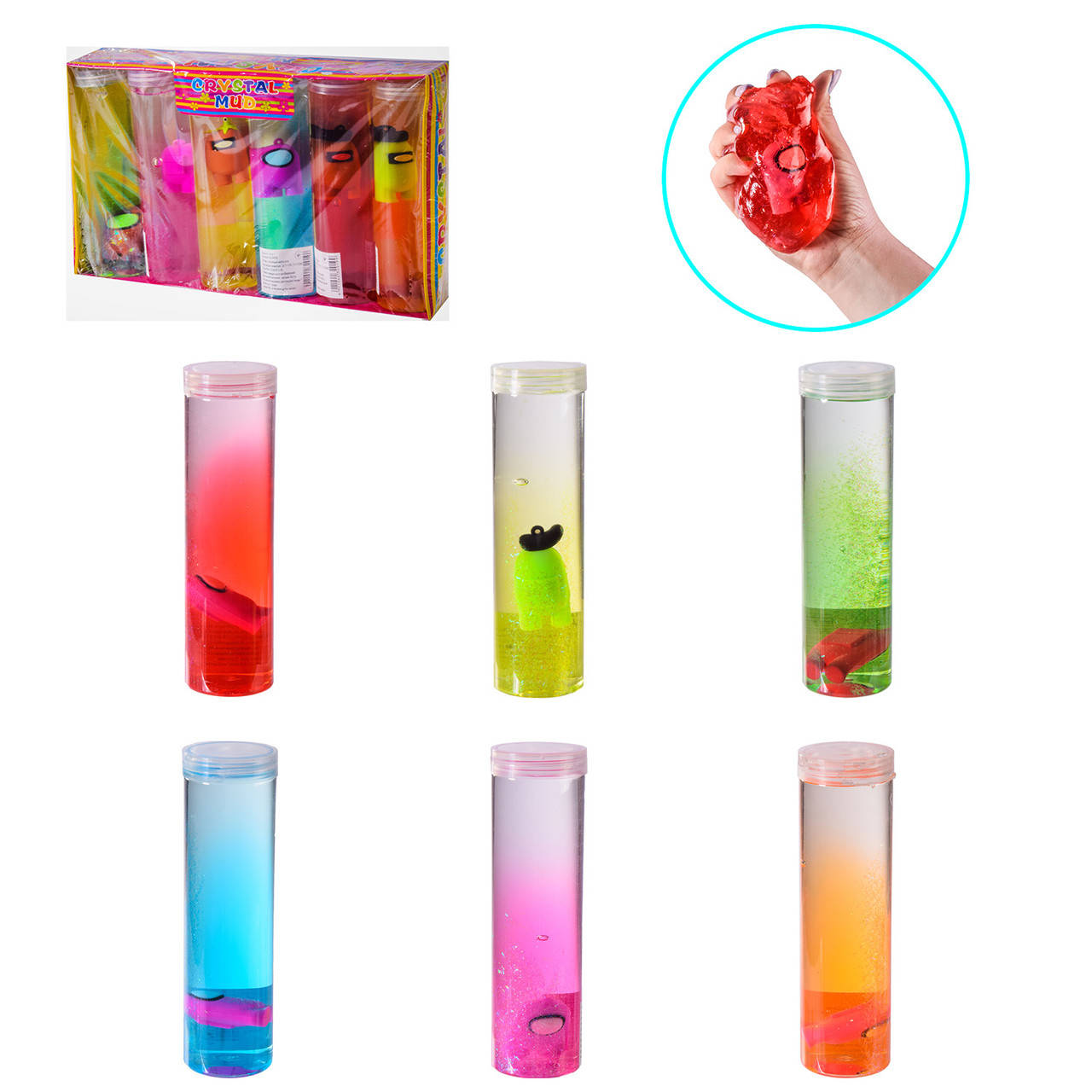 

Лизун амонг, в баночке, 6 видов 5.5х5.5х19 см, AU2019