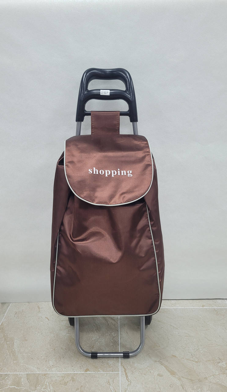 

Хозяйственная сумка на металлических колесиках, кравчучка, сумка на колесах коричневая, Коричневый
