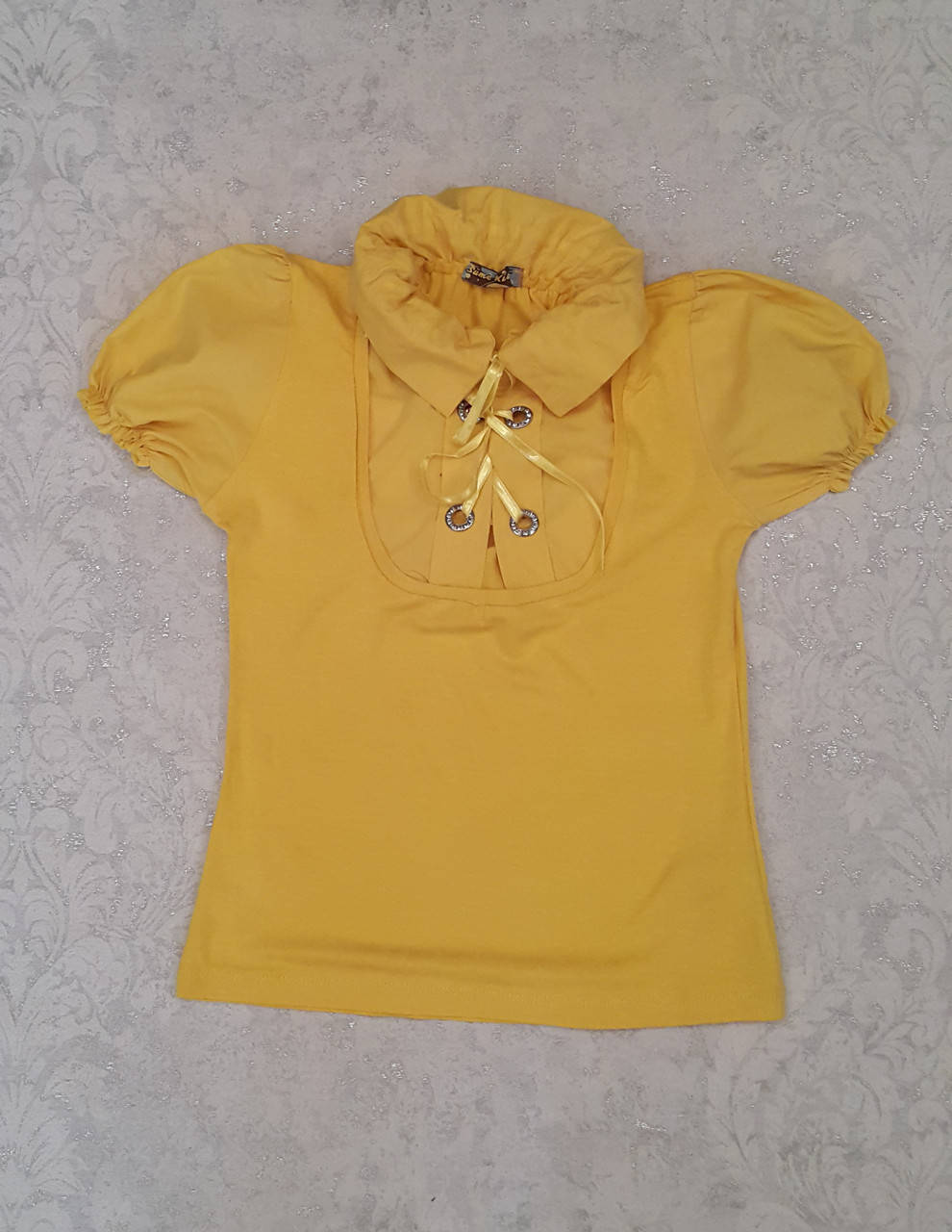 

Блуза с коротким рукавом для девочек 116,128,140,146 роста Солнышко 128, Желтый