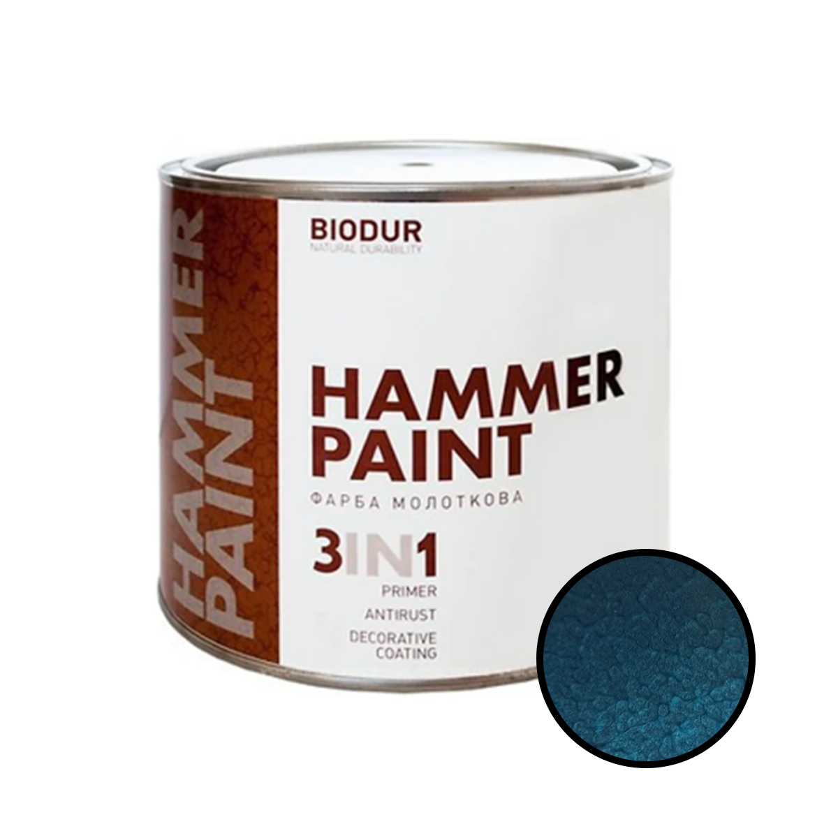 

Эмаль молотковая Biodur Hammer Paint 3 в 1 темно-синий 2.1л