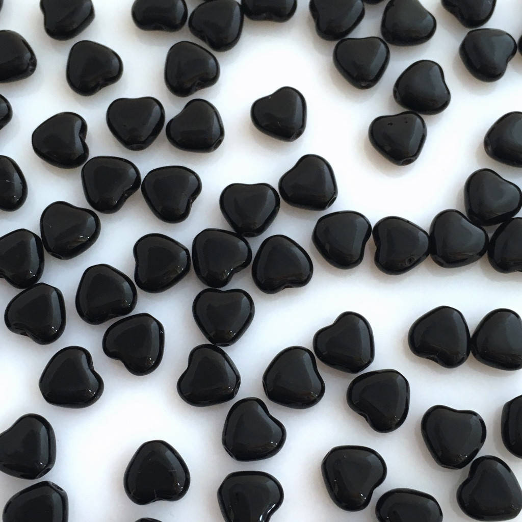 

Бусины Preciosa Сердечки 6х6 мм. Черные глянцевые