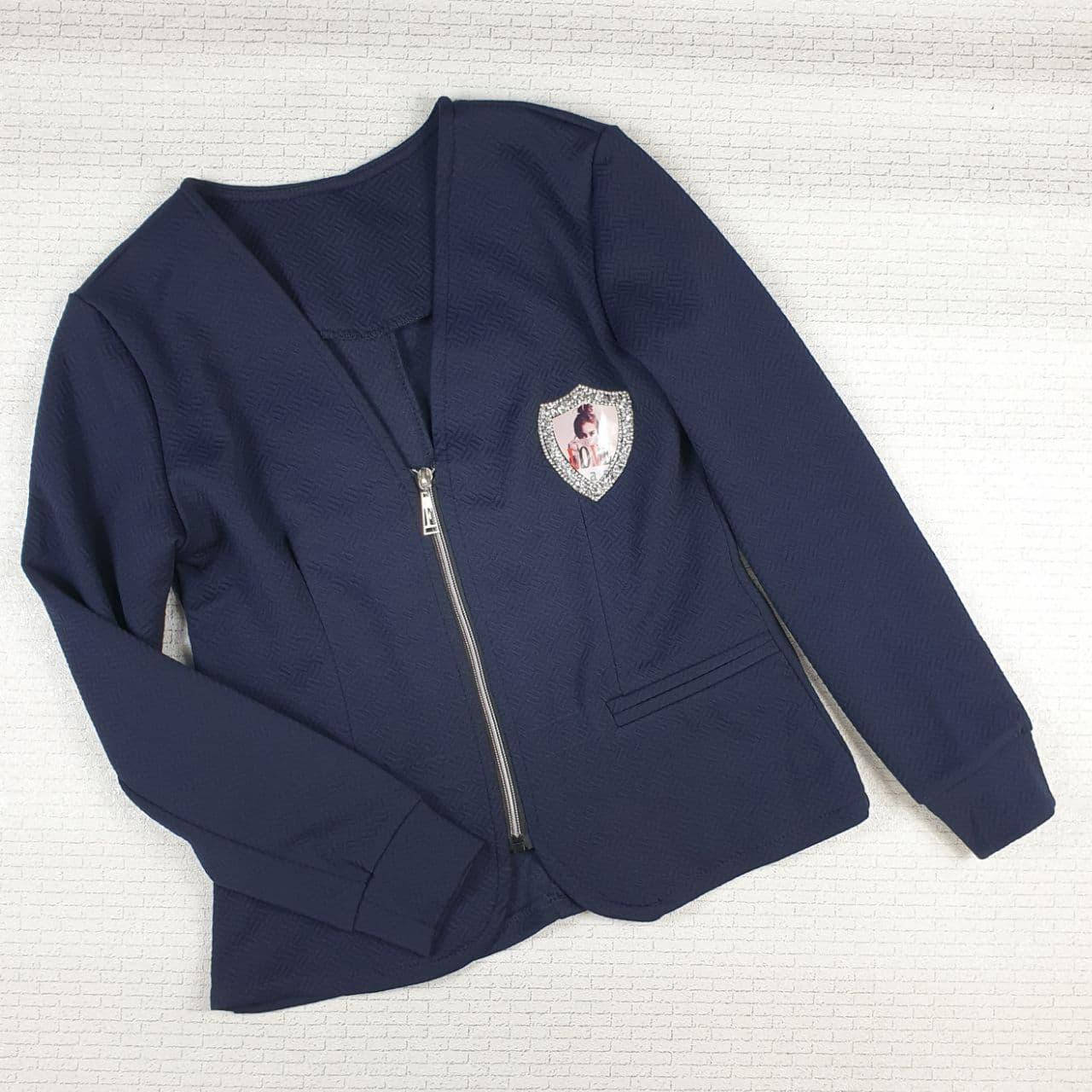 

Кофта на змейке в школу на девочку 134, 140, 146 см, темно-синий 140