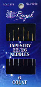 

Tapestry 22/26 (6шт) Набор гобеленовых игл для вышивания с золотым ушком Royal (Япония)