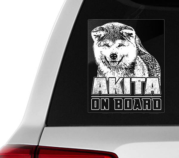 

Автомобильная наклейка Японская акита (Акита Ину) на борту (Akita On Board), Белый