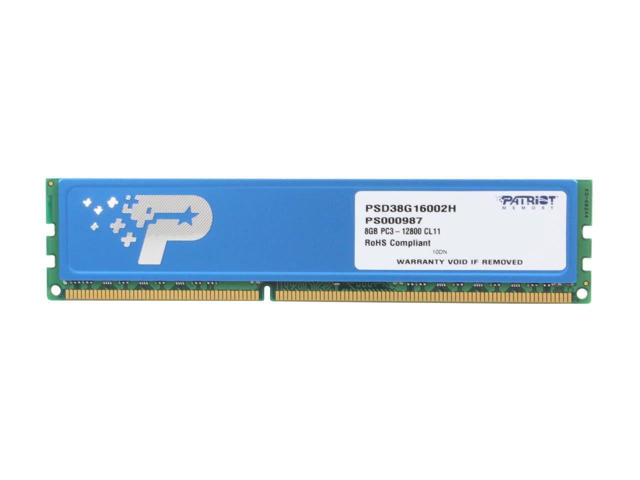

Оперативная память для ПК Patriot Signature 8GB DDR3 1600 CL11 DIMM (PSD38G16002H)