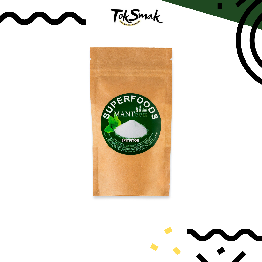 

Эритритол, заменитель сахара, нулевая калорийность, натуральный, MANTeca, 70 г