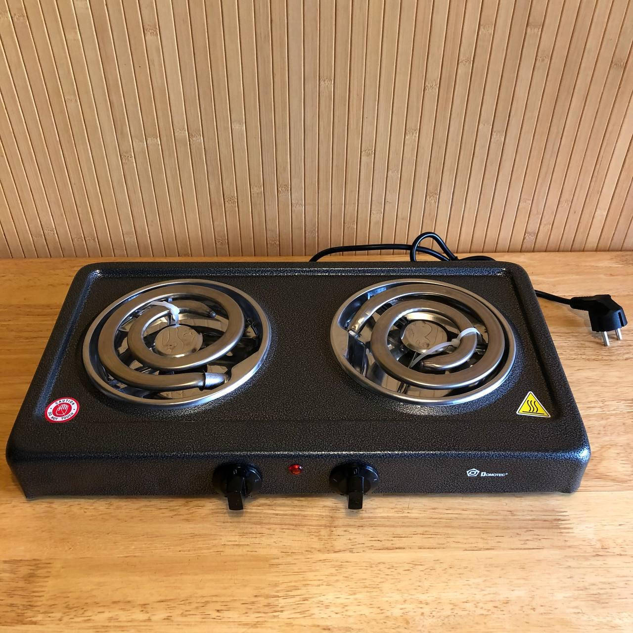 

Электроплита настольная DOMOTEC широкий ТЭН на 2 конфорки 2 спирали