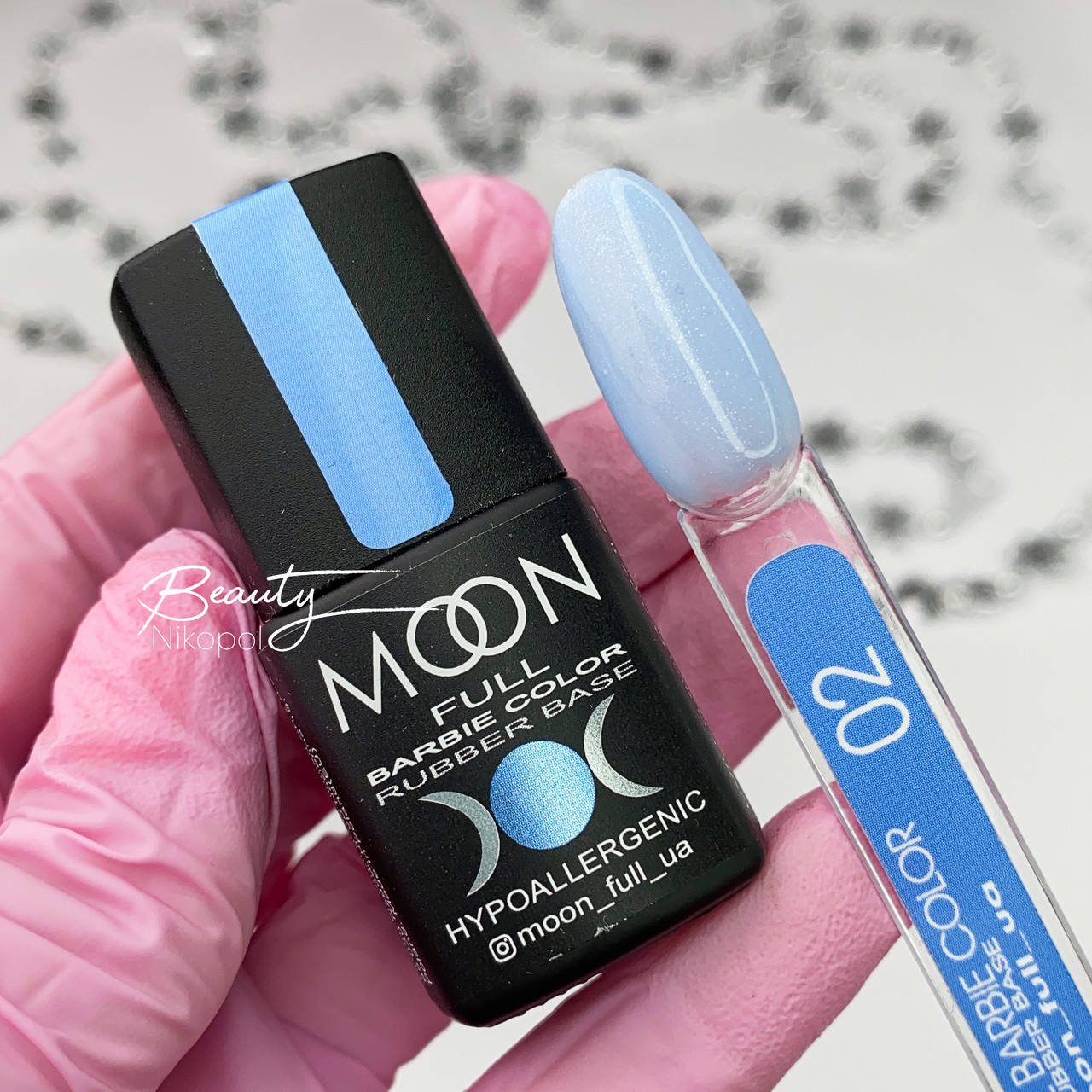 

База Moon Full Barbie Color 02 (голубой с серебристым микроблеском), 8 мл