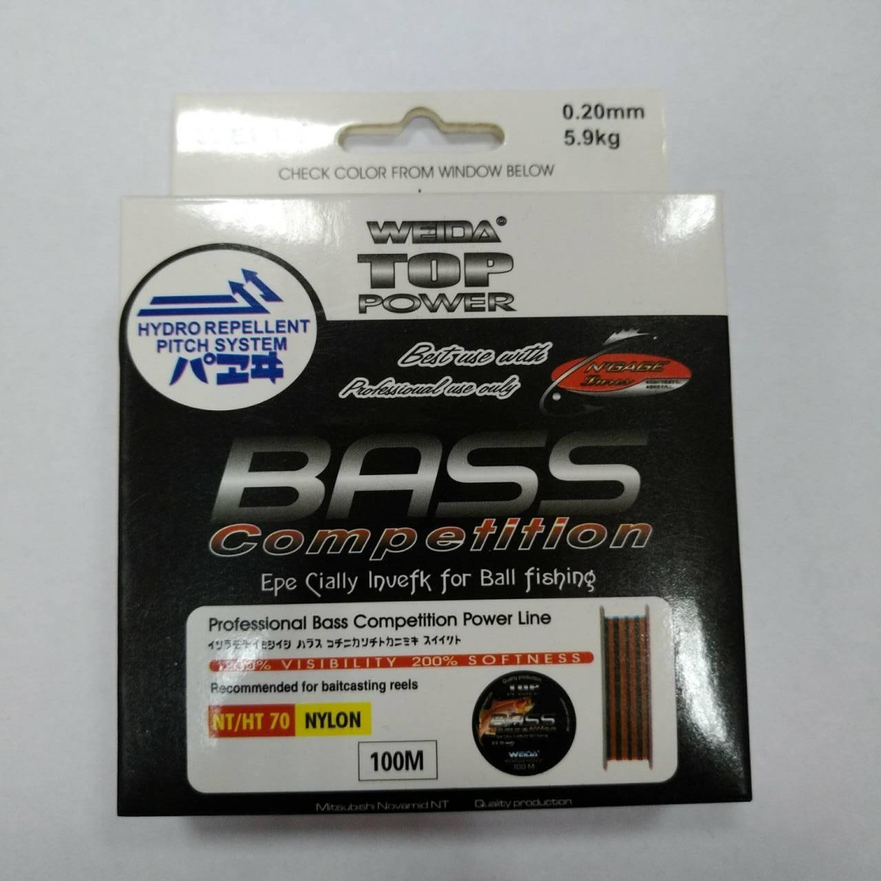 

Леска 100 метров 0.25 мм 7.6 кг Bass Competition Weida (Kaida), Белый