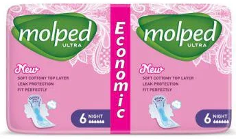 

Гигиенические прокладки Molped Ultra Night 6 капель 12 шт