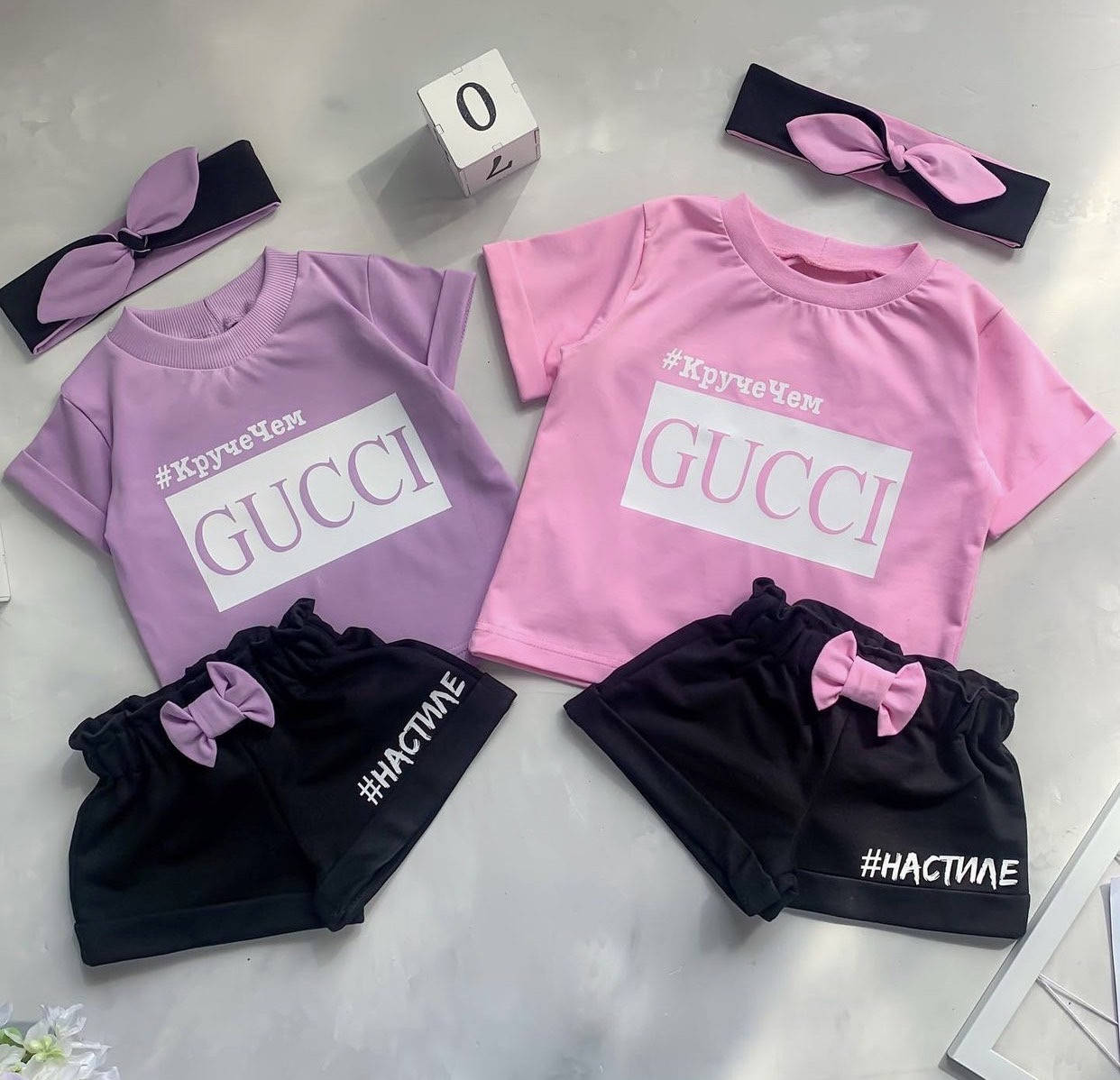 

Летний костюм для девочки с повязкой Розовый, 92