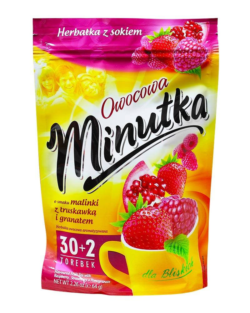 

Чай фруктовый Minutka с малиной, клубникой и гранатом в пакетиках, 64 г (32шт*2г)