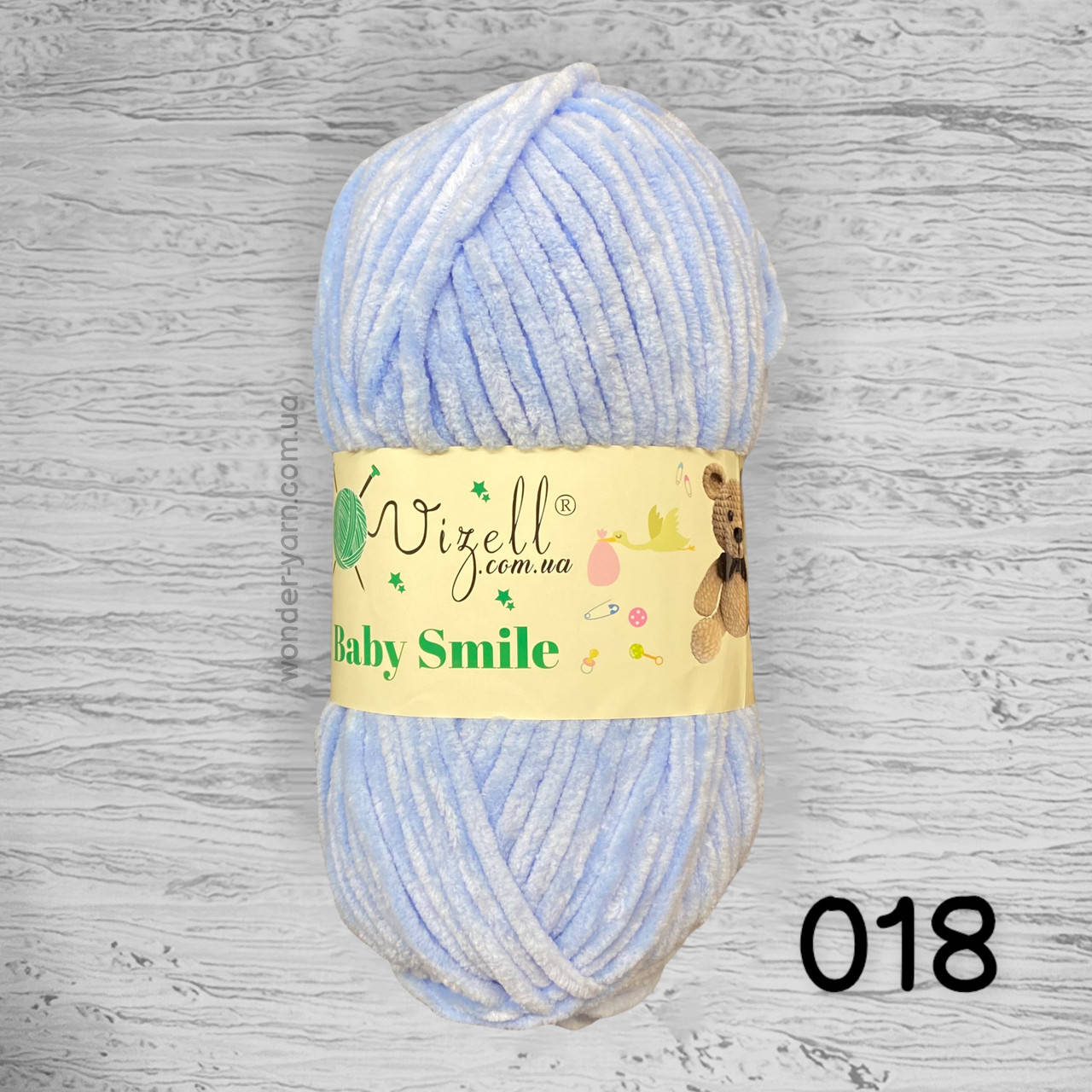 

Плюшевая пряжа Vizell Baby Smile / Визель Беби Смайл 018 голубой