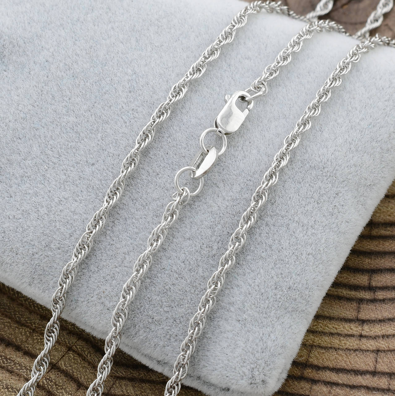 

Серебряная цепочка родированная Верёвочка ширина 2 мм длина 45