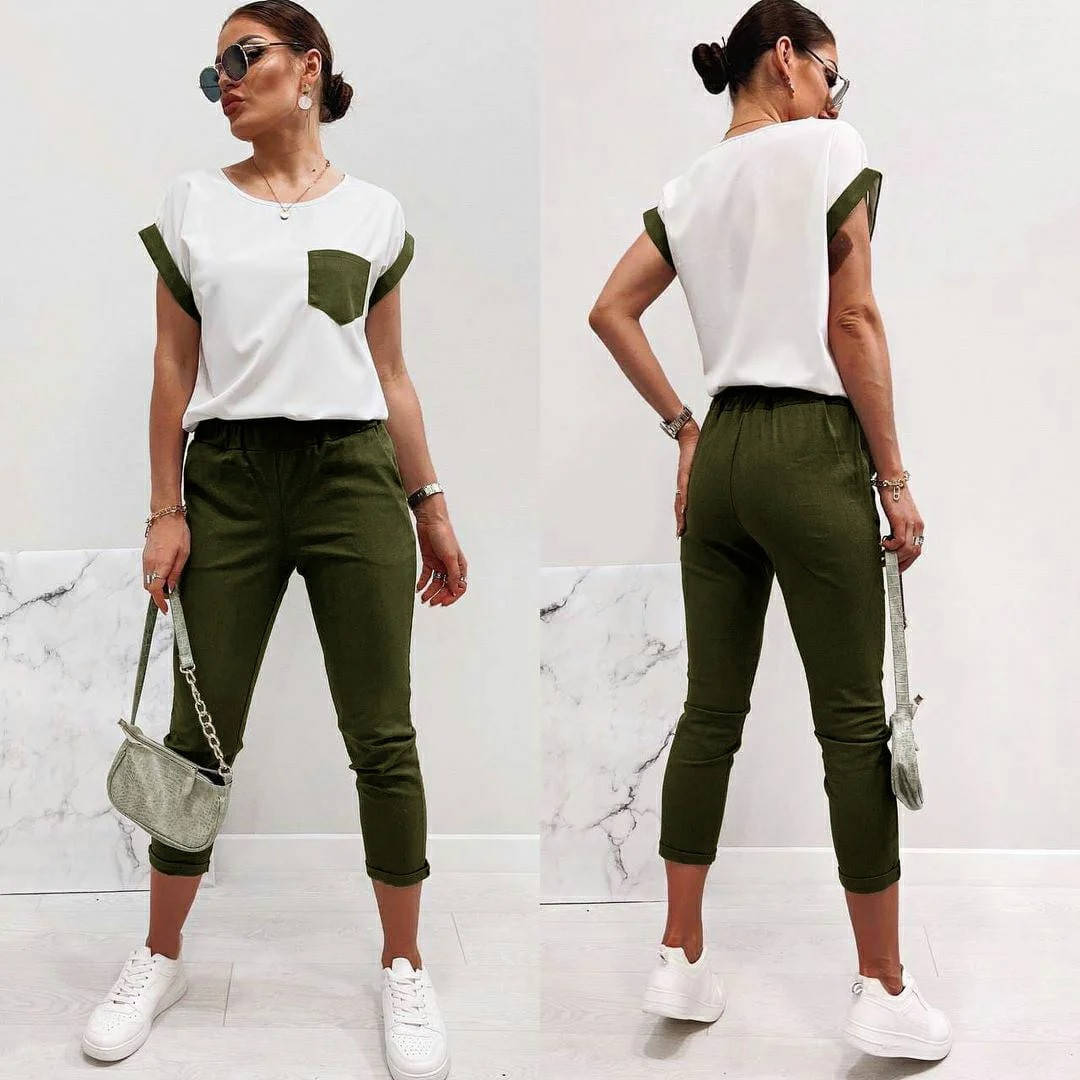 

/ Размер 42,44,46,48,50,52 / Женский летний костюм с брюками Персей / цвет хаки