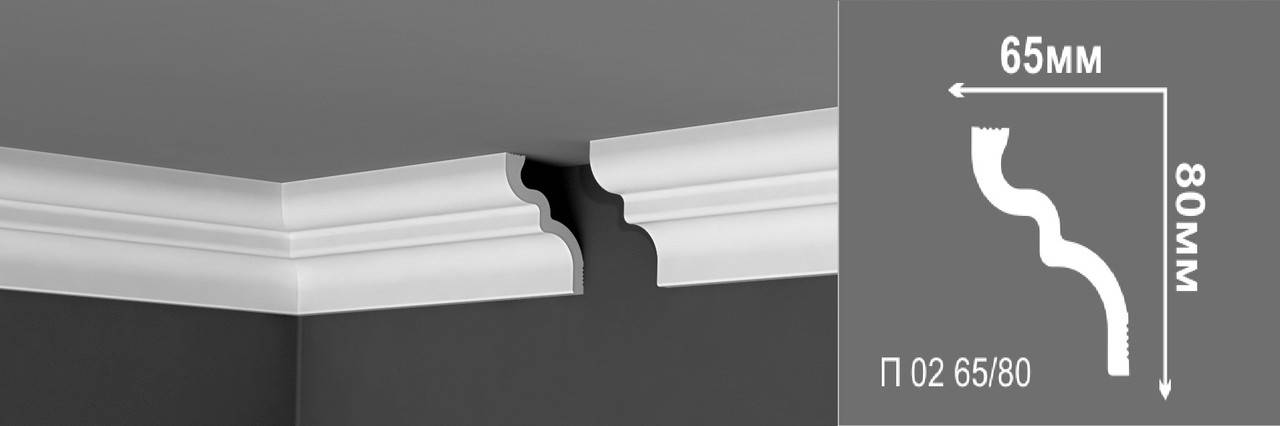 

Плинтус потолочный Де-Багет (70 шт/уп) 65/80, Белый