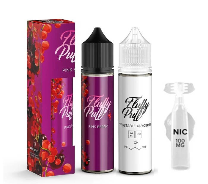 

Набор для самозамеса жидкости Fluffy Puff Pink Berry 60 мл. 3 мг/мл