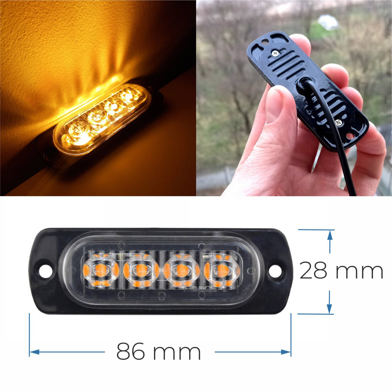 

Желтый Стробоскоп, Проблесковый маячок MINI 4Led
