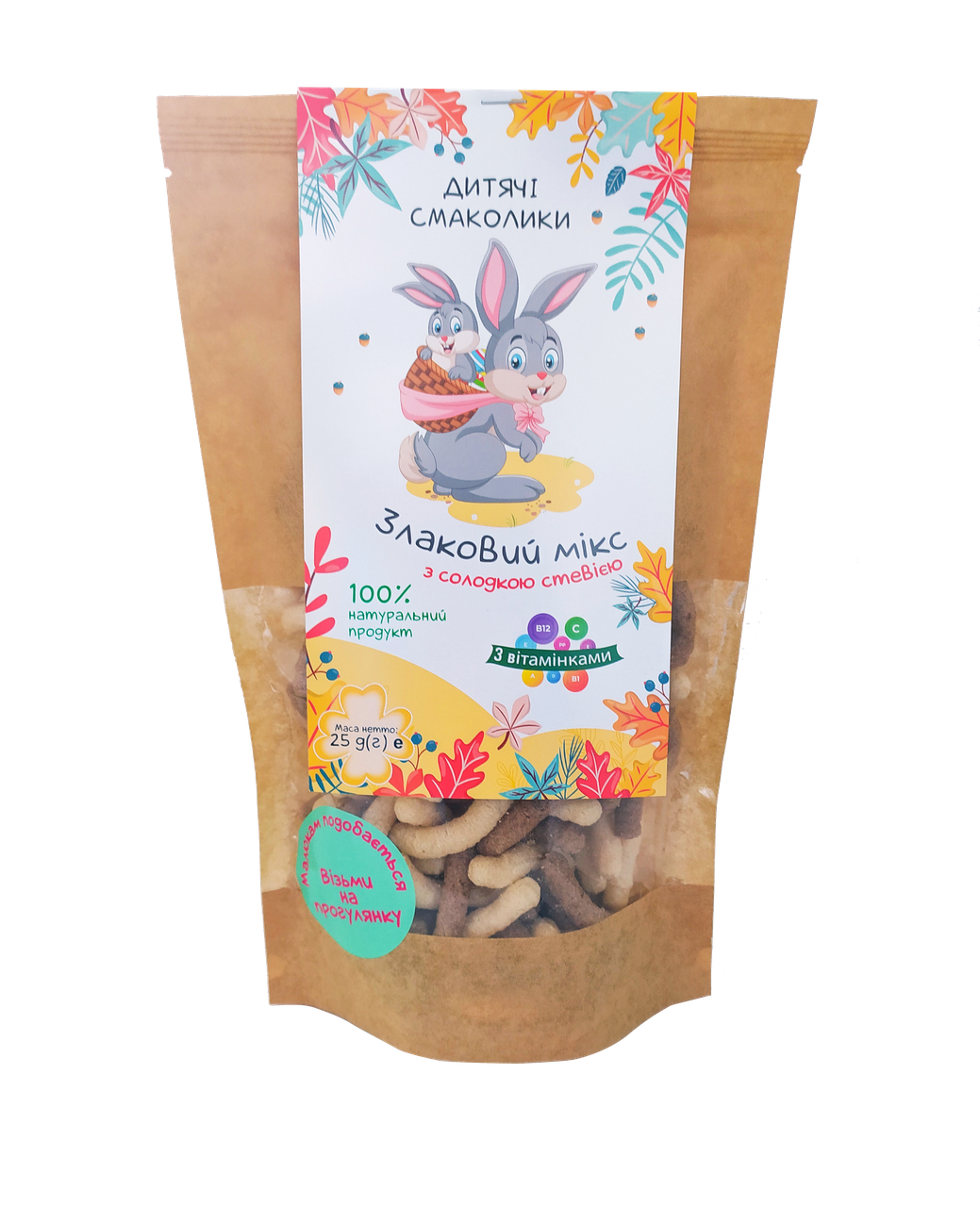 

Дитячі смаколики Злаковий мікс з солодкою стевією, 25г