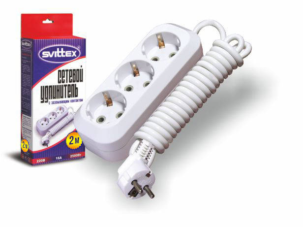 

Удлинитель 2м "SVITTEX" 2500Вт 220В 16А с заземлением