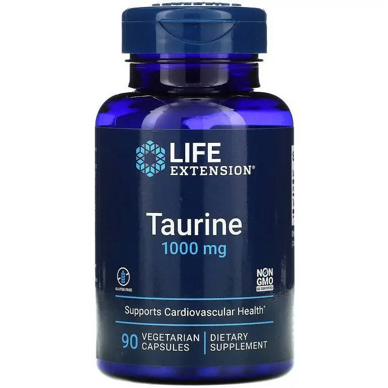 

Таурин, Taurine, Life Extension, 1000 мг, 90 вегетарианских капсул