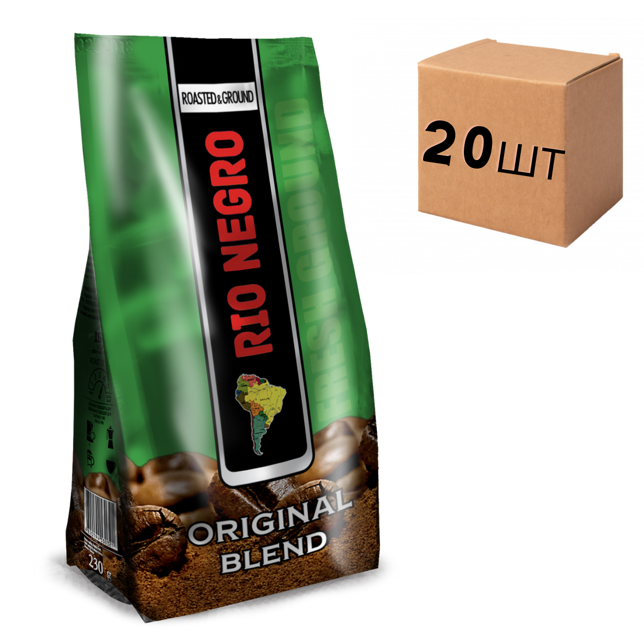 

Ящик кофе молотый RIO NEGRO Original 230 гр ( в ящике 20 шт)