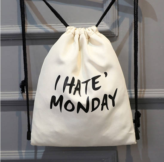 

Рюкзак-Мешок на завязках плотная ткань "Я ненавижу понедельник" Белый, Молочный