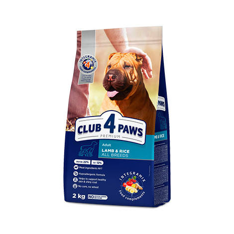 

CLUB 4 PAWS Клуб 4 лапы корм для всех пород с ягненком, 14 кг