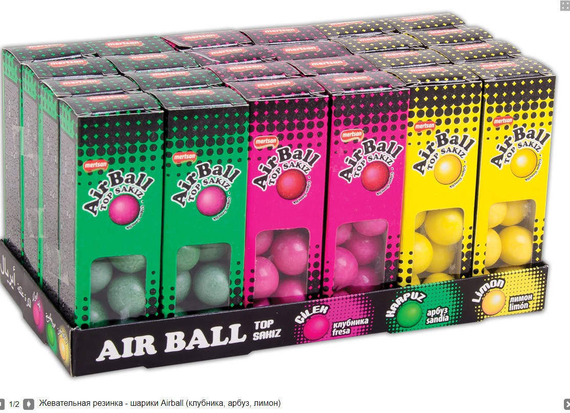 

ЖЕВАТЕЛЬНАЯ РЕЗИНКА AIR BALL В АССОРТИМЕНТЕ, MERTSAN, 24 ГР