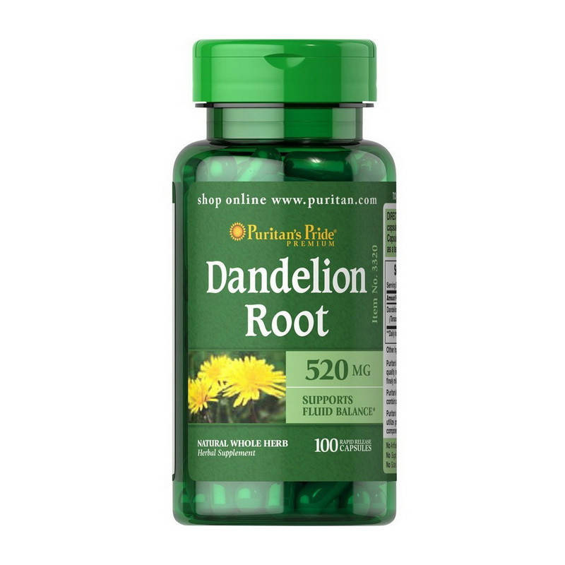 

Одуванчик 520 мг Puritan's Pride Dandelion Root 520 mg 100 caps