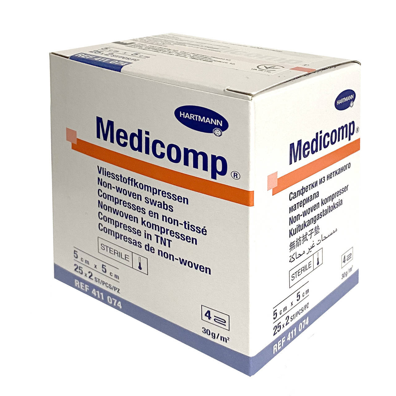 

Medicomp 5 х 5 см - стерильные салфетки из нетканого материала 2х25шт