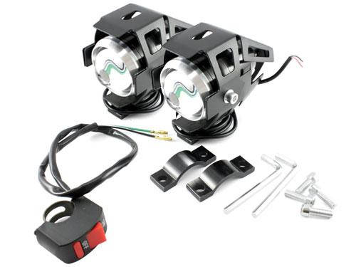 

Фары прожекторы для мотоцикла CREE U5 LED 12В 3000лм + кнопка, черные
