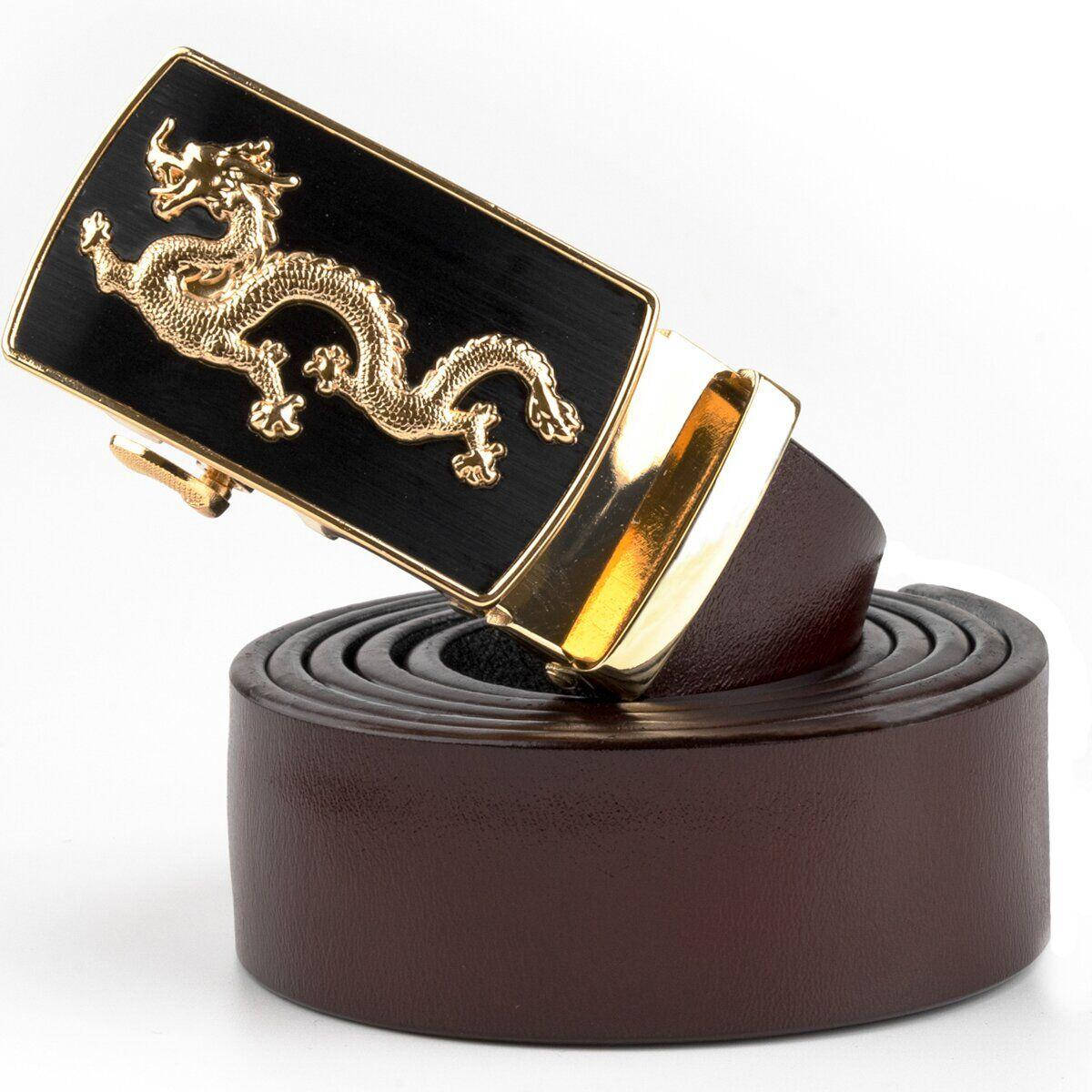 

Ремень мужской золотой дракон Vintage 20259 Коричневый