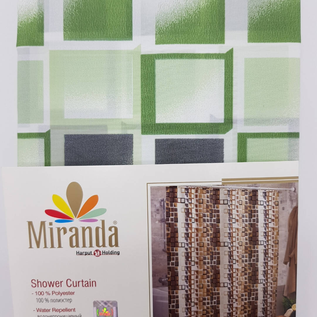 

Штора для ванной "Miranda" 180х200см. KARE(зелёный)