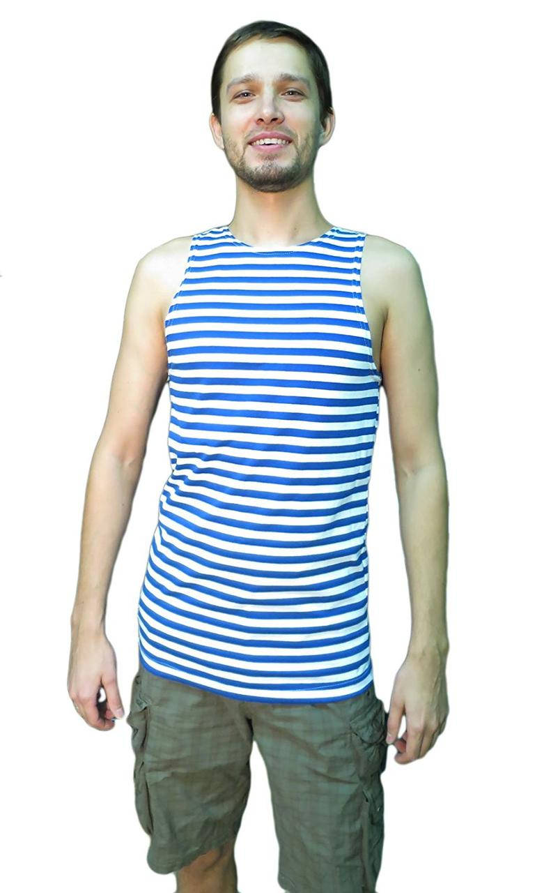 

Тельняшка-майка летняя вязаная /синяя, голубая, черная, темно-бордовая, зеленая/ Голубой