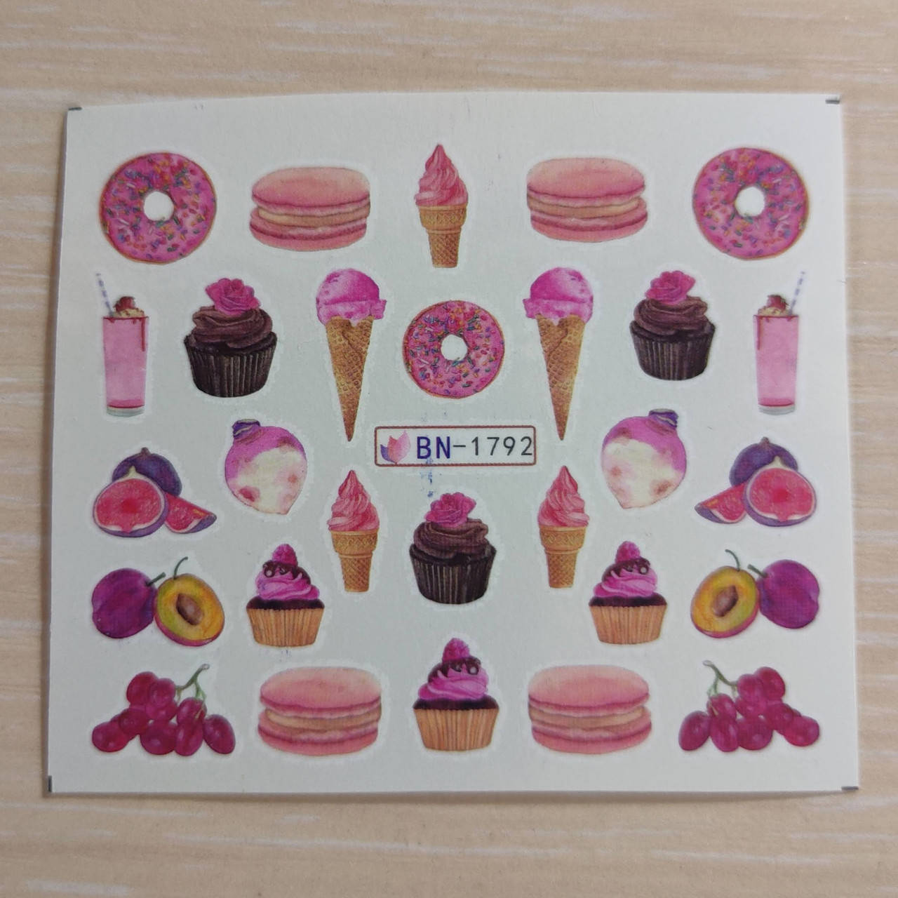 

Водные наклейки слайдеры Фрукты, Десертики 1792, Разные цвета