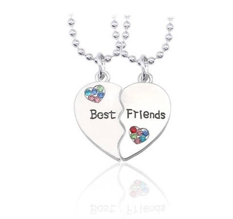 

Парные кулоны для друзей со стразами - best friends