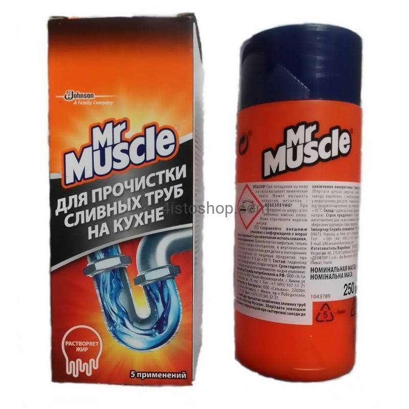 

Гранули для прочищення зливних труб на кухні Mr Muscle
