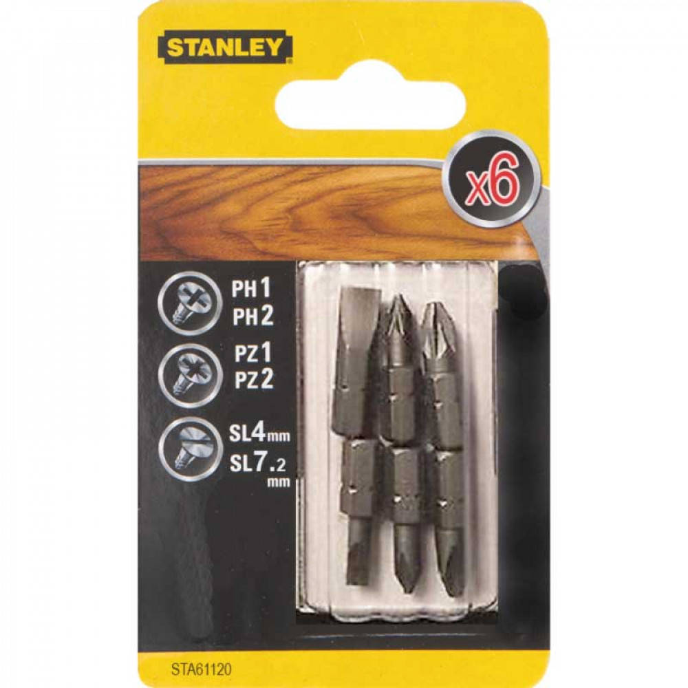 

Биты в наборе 6ед. (Ph 1, 2, 3 Sl 4, 6, 7.2 мм L=25 мм) Stanley STA61120
