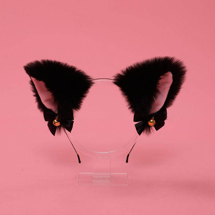 

Лисьи Ушки Аниме с Бантом на Обруче Черные (14352)