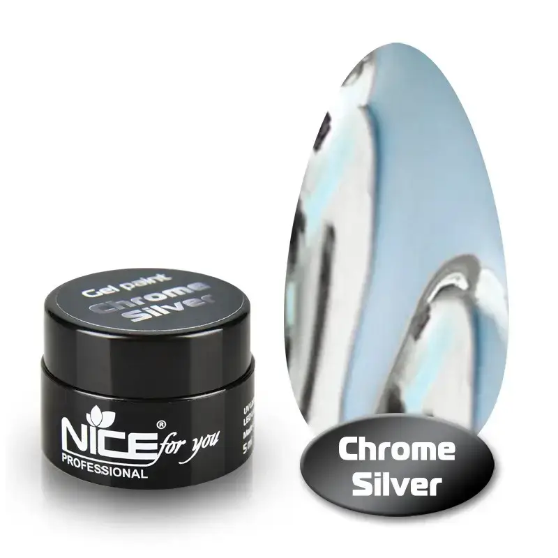 

Гель краска жидкий металл Nice Chrome Silver 5 мл