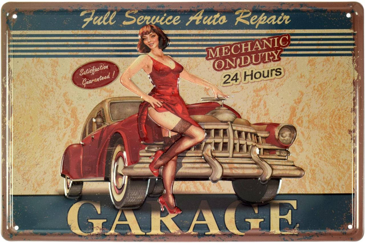 

Металлическая табличка "Гараж (Полный Сервис) / Garage (Full Service)" (ms-001540)