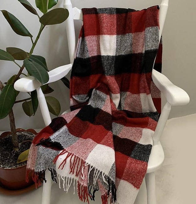 

Плед Шерстяной 140X200 бело-красно-черная клетка