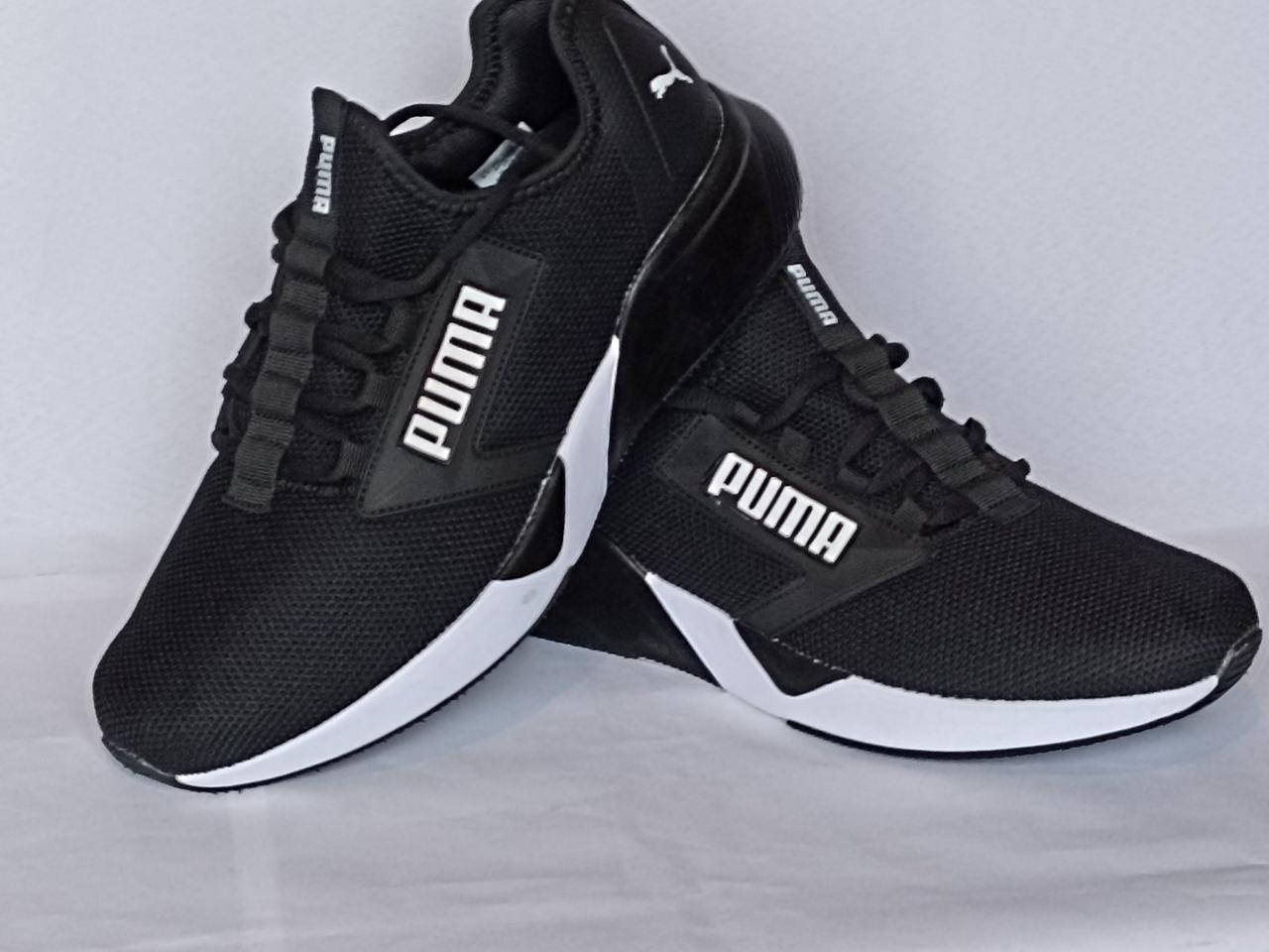 

Кроссовки мужские Puma черные с белым сетка, Черно-белый