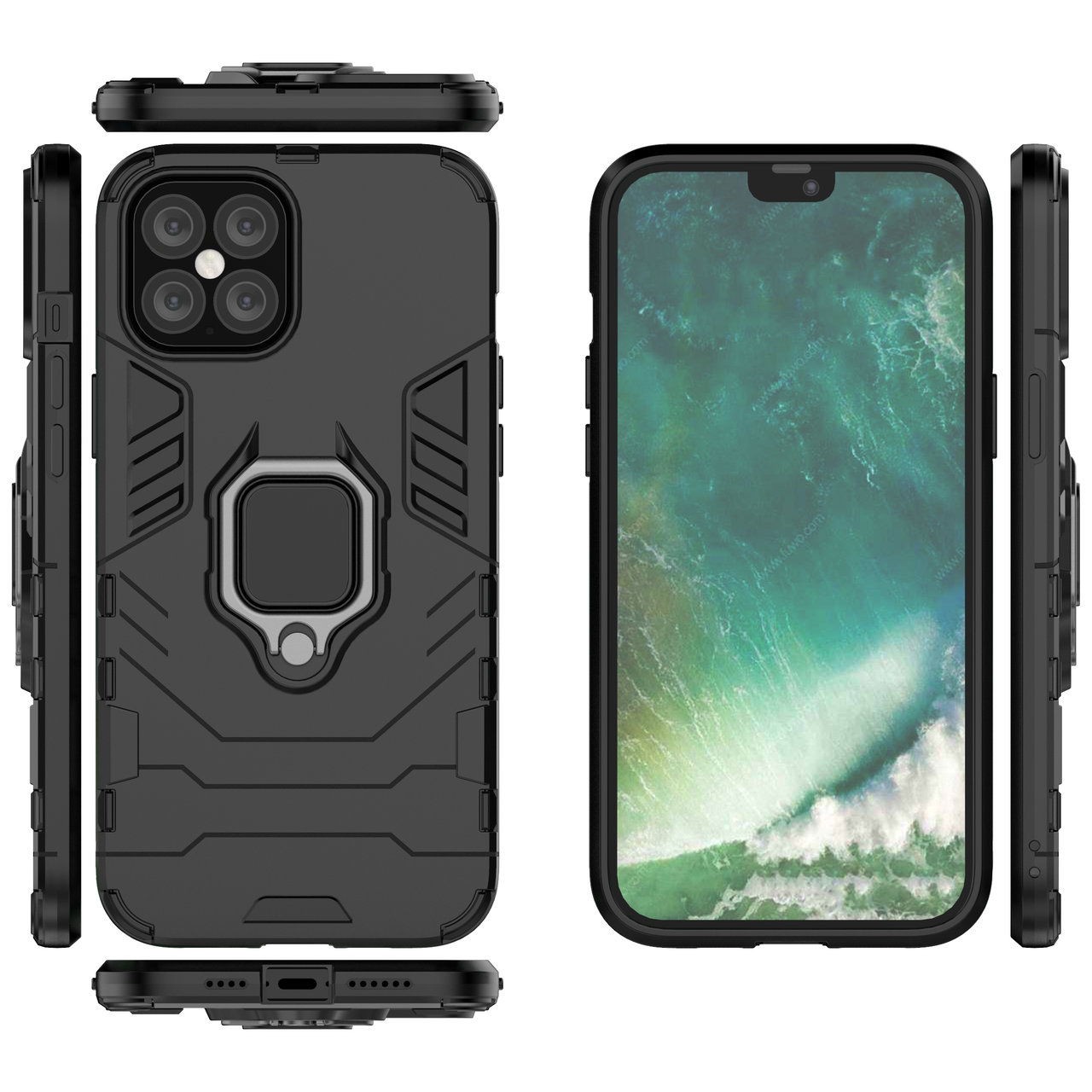 

Бронированный чехол для Apple iPhone 12 Pro Max с кольцом Black, Черный