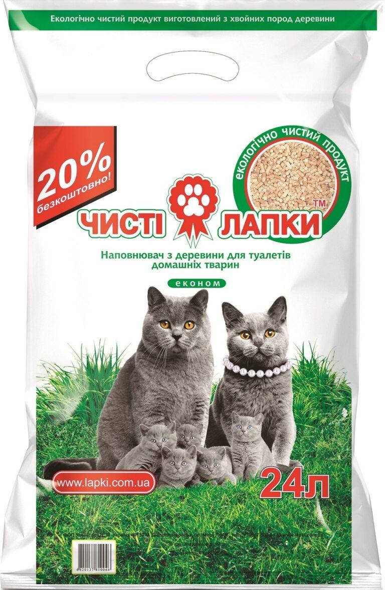 

Деревний наповнювач для кошачого туалету Чисті лапки Економ 6 кг