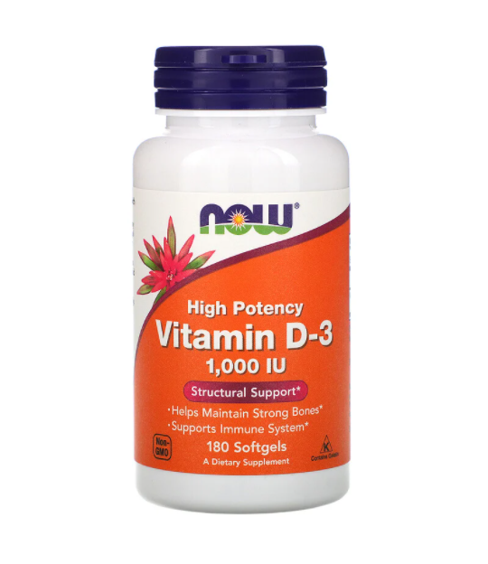 

Витамин Д3, Vitamin D-3, Now Foods, 1000 МЕ, 180 капсул (NOW-00365)