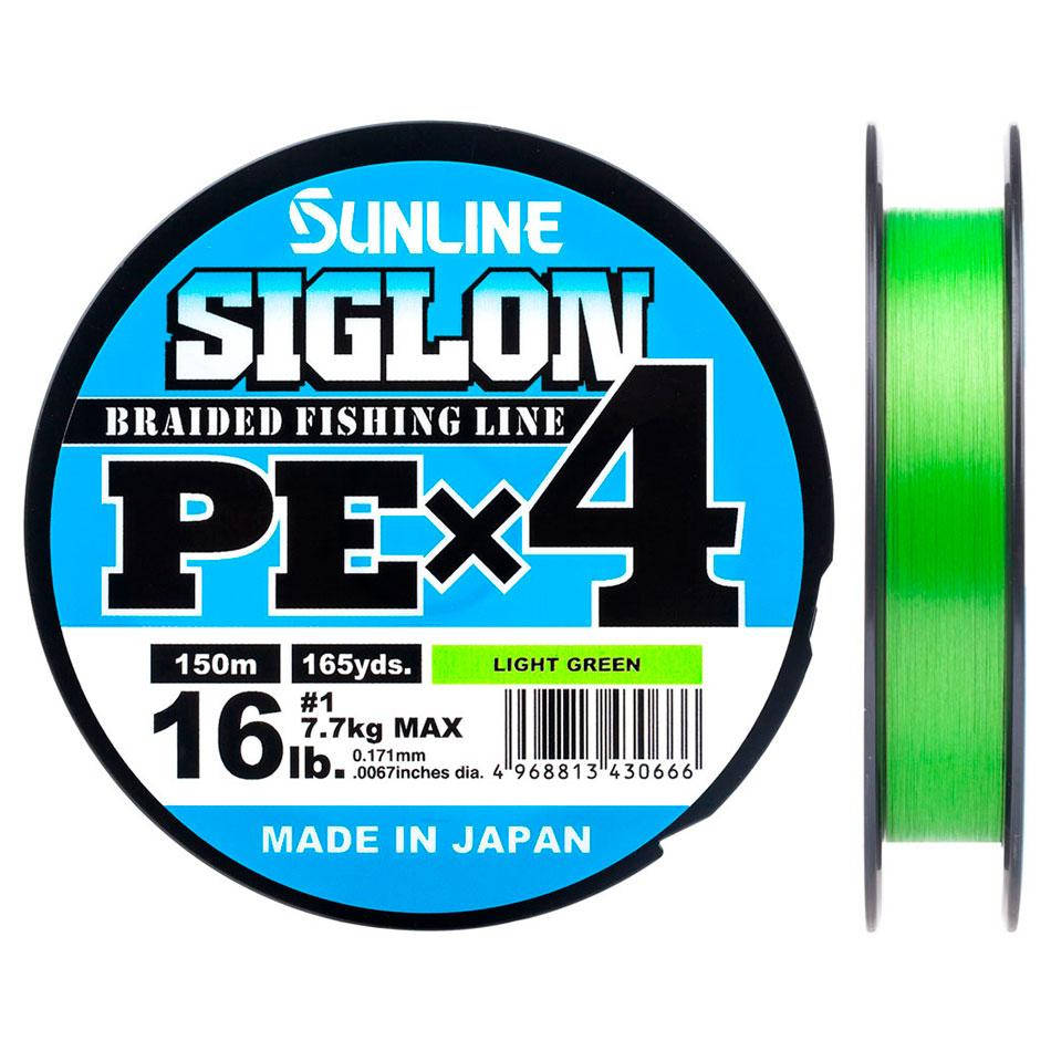 

Шнур Sunline Siglon PE х4 150m (салат.) #0.8/0.153mm 12lb/6.0kg, Салатовый
